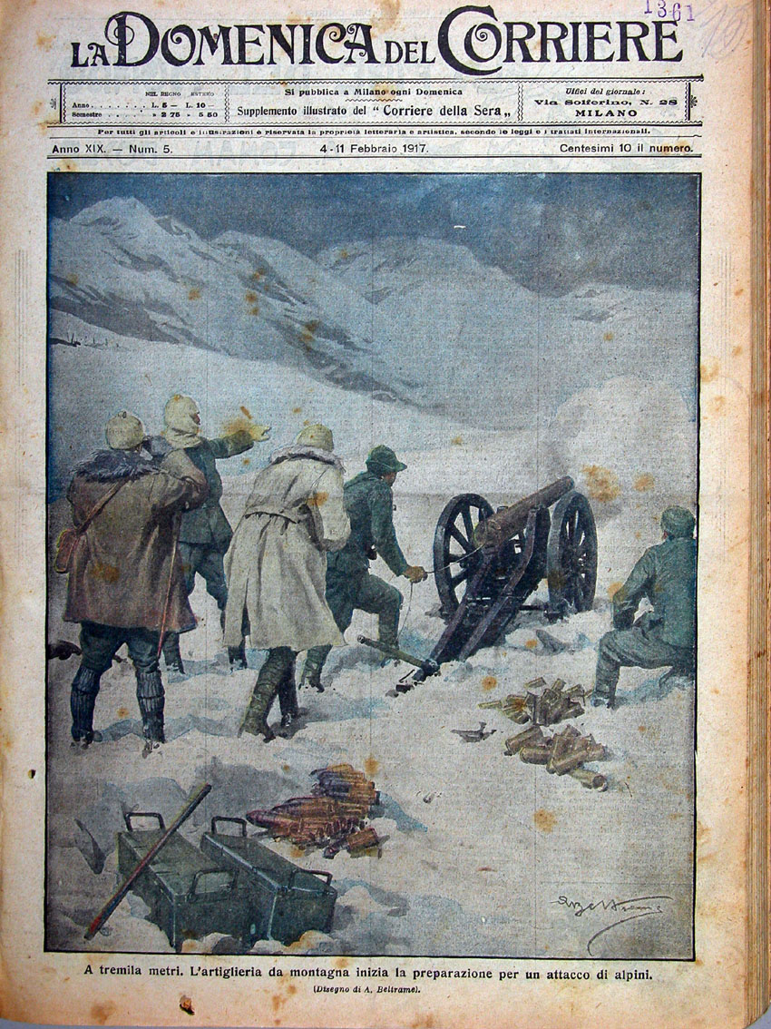febbraio 1917 - alpini artiglieria - domenica del corriere.jpg